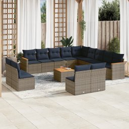 vidaXL 14 részes szürke polyrattan kerti ülőgarnitúra párnákkal