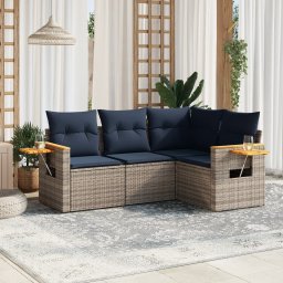 vidaXL 4 részes szürke polyrattan kerti ülőgarnitúra párnával