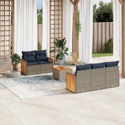vidaXL 6 részes szürke polyrattan kerti ülőgarnitúra párnával