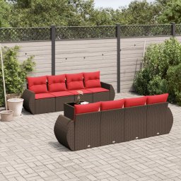 vidaXL 9-részes barna polyrattan kerti ülőgarnitúra párnákkal