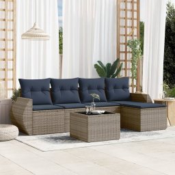 vidaXL 6 részes szürke polyrattan kerti ülőgarnitúra párnával