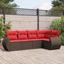 vidaXL 5 részes barna polyrattan kerti ülőgarnitúra párnával