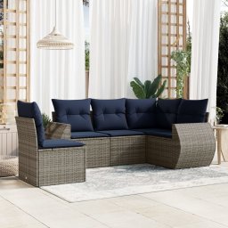 vidaXL 5 részes szürke polyrattan kerti ülőgarnitúra párnával