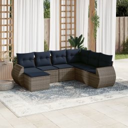 vidaXL 8 részes szürke polyrattan kerti ülőgarnitúra párnával