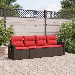vidaXL 4 részes barna polyrattan kerti ülőgarnitúra párnákkal