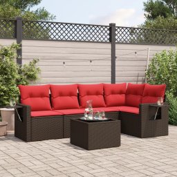 vidaXL 6 részes barna polyrattan kerti ülőgarnitúra párnával