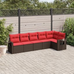 vidaXL 6 részes barna polyrattan kerti ülőgarnitúra párnával