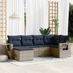 vidaXL 6 részes szürke polyrattan kerti ülőgarnitúra párnával