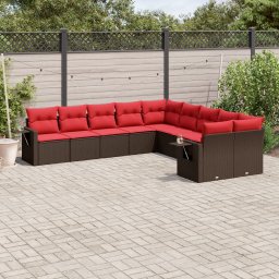 vidaXL 10 részes barna polyrattan kerti ülőgarnitúra párnákkal