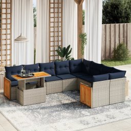 vidaXL 10 részes szürke polyrattan kerti ülőgarnitúra párnával