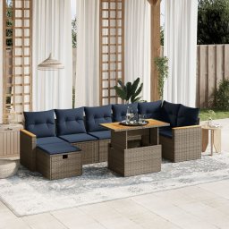 vidaXL 8 részes szürke polyrattan kerti ülőgarnitúra párnával