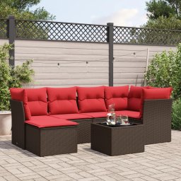vidaXL 7 részes barna polyrattan kerti ülőgarnitúra párnákkal