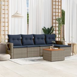 vidaXL 6 részes szürke polyrattan kerti ülőgarnitúra párnával
