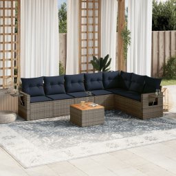 vidaXL 8 részes szürke polyrattan kerti ülőgarnitúra párnával