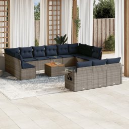vidaXL 14 részes szürke polyrattan kerti ülőgarnitúra párnákkal