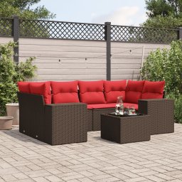 vidaXL 7 részes barna polyrattan kerti ülőgarnitúra párnákkal
