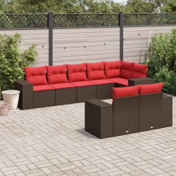 vidaXL 8 részes barna polyrattan kerti ülőgarnitúra párnákkal