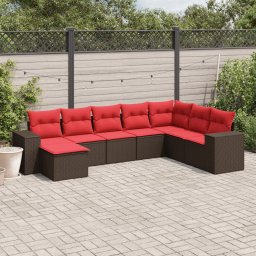 vidaXL 8 részes barna polyrattan kerti ülőgarnitúra párnákkal