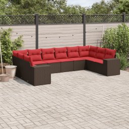 vidaXL 10 részes barna polyrattan kerti ülőgarnitúra párnákkal