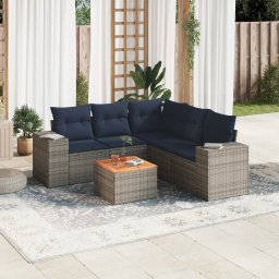 vidaXL 6 részes szürke polyrattan kerti ülőgarnitúra párnával