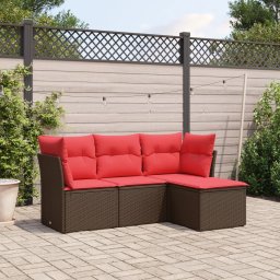 vidaXL 4 részes barna polyrattan kerti ülőgarnitúra párnákkal