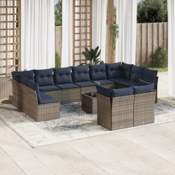 vidaXL 13 részes szürke polyrattan kerti ülőgarnitúra párnákkal