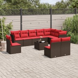 vidaXL 11 részes barna polyrattan kerti ülőgarnitúra párnákkal
