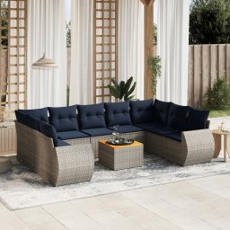 vidaXL 10 részes szürke polyrattan kerti ülőgarnitúra párnával