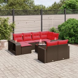 vidaXL 11 részes barna polyrattan kerti ülőgarnitúra párnákkal