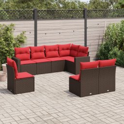 vidaXL 8 részes barna polyrattan kerti ülőgarnitúra párnákkal