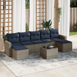 vidaXL 8 részes szürke polyrattan kerti ülőgarnitúra párnával