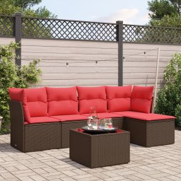 vidaXL 6 részes barna polyrattan kerti ülőgarnitúra párnával