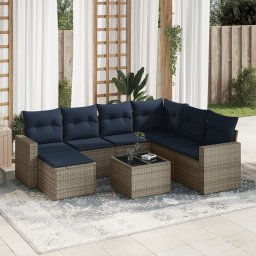 vidaXL 8 részes szürke polyrattan kerti ülőgarnitúra párnával