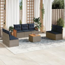 vidaXL 8 részes szürke polyrattan kerti ülőgarnitúra párnával