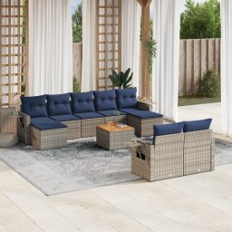 vidaXL 10 részes szürke polyrattan kerti ülőgarnitúra párnával