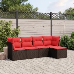 vidaXL 5 részes barna polyrattan kerti ülőgarnitúra párnával