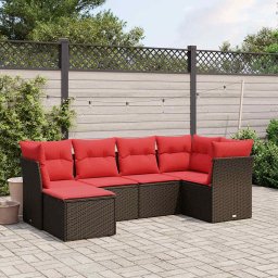 vidaXL 6 részes barna polyrattan kerti ülőgarnitúra párnával