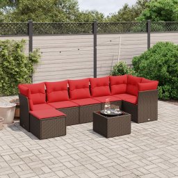 vidaXL 8 részes barna polyrattan kerti ülőgarnitúra párnákkal