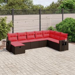 vidaXL 8 részes barna polyrattan kerti ülőgarnitúra párnákkal