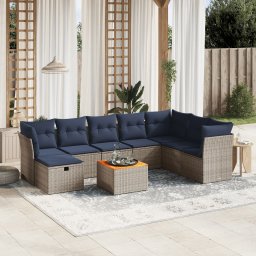 vidaXL 9 részes szürke polyrattan kerti ülőgarnitúra párnával