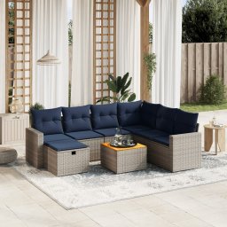 vidaXL 8 részes szürke polyrattan kerti ülőgarnitúra párnával