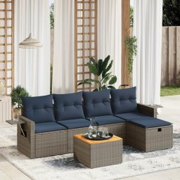 vidaXL 6 részes szürke polyrattan kerti ülőgarnitúra párnával