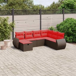vidaXL 7 részes barna polyrattan kerti ülőgarnitúra párnákkal