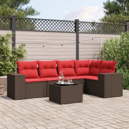 vidaXL 6 részes barna polyrattan kerti ülőgarnitúra párnával