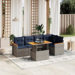 vidaXL 6 részes szürke polyrattan kerti ülőgarnitúra párnával