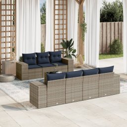 vidaXL 8 részes szürke polyrattan kerti ülőgarnitúra párnával