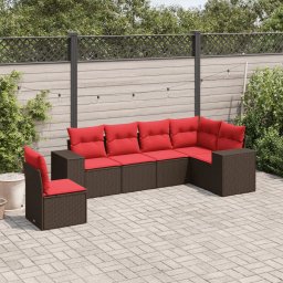 vidaXL 6 részes barna polyrattan kerti ülőgarnitúra párnával