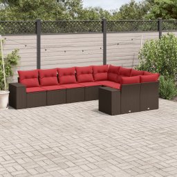 vidaXL 9-részes barna polyrattan kerti ülőgarnitúra párnákkal