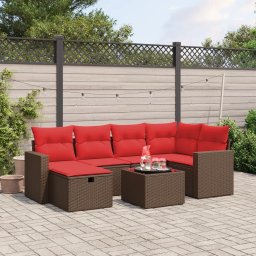 vidaXL 7 részes barna polyrattan kerti ülőgarnitúra párnákkal