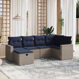 vidaXL 6 részes szürke polyrattan kerti ülőgarnitúra párnával
